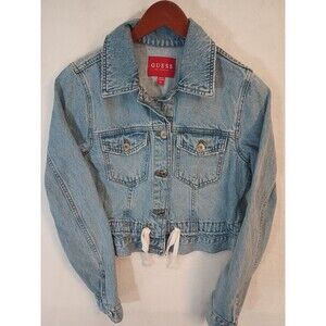 GUESS Los Angeles Light Wash Denim Jacket Women's Size Medium Cropped Fitted